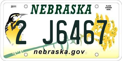 NE license plate 2J6467