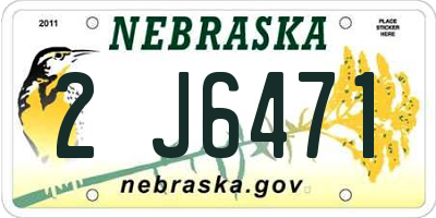 NE license plate 2J6471