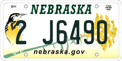 NE license plate 2J6490