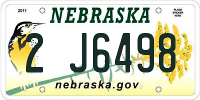 NE license plate 2J6498
