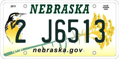 NE license plate 2J6513