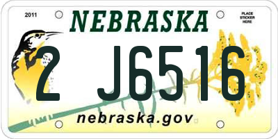 NE license plate 2J6516