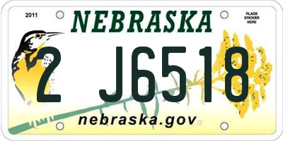 NE license plate 2J6518