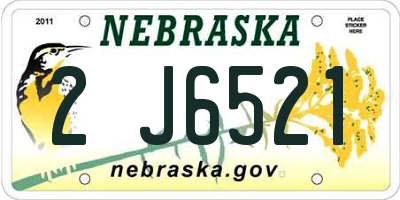 NE license plate 2J6521