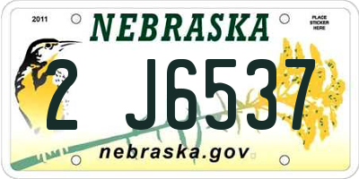NE license plate 2J6537