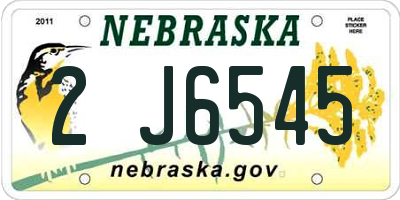 NE license plate 2J6545