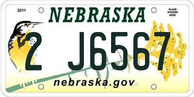 NE license plate 2J6567