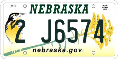 NE license plate 2J6574