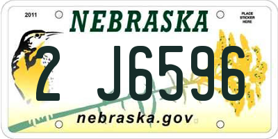 NE license plate 2J6596