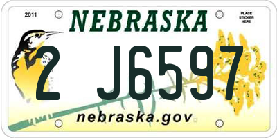 NE license plate 2J6597
