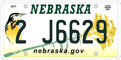 NE license plate 2J6629