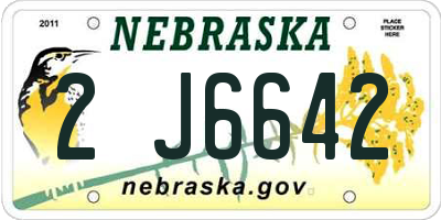 NE license plate 2J6642