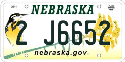 NE license plate 2J6652