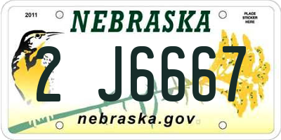 NE license plate 2J6667