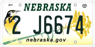 NE license plate 2J6674