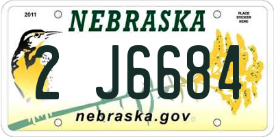NE license plate 2J6684