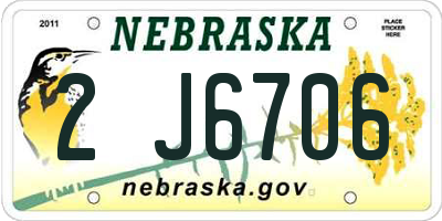 NE license plate 2J6706