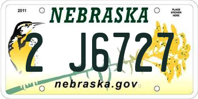 NE license plate 2J6727