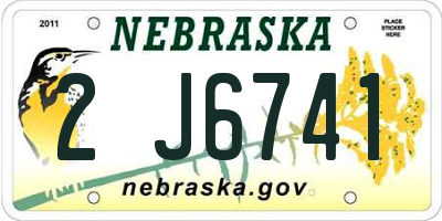 NE license plate 2J6741