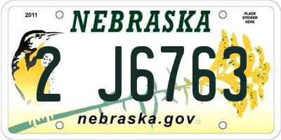 NE license plate 2J6763