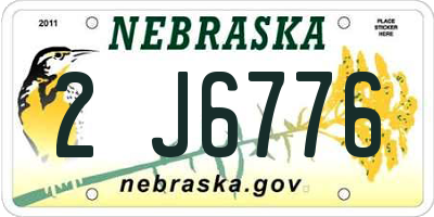 NE license plate 2J6776