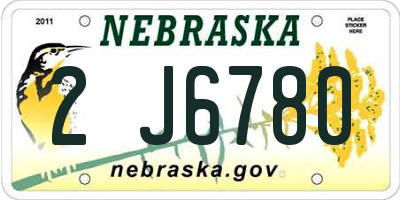 NE license plate 2J6780