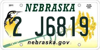 NE license plate 2J6819
