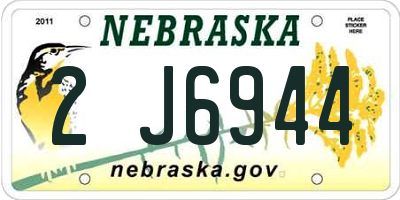 NE license plate 2J6944