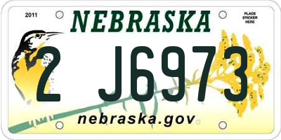 NE license plate 2J6973