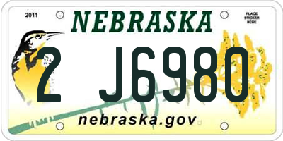 NE license plate 2J6980
