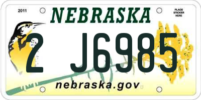 NE license plate 2J6985