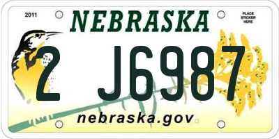 NE license plate 2J6987