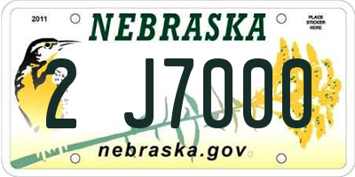 NE license plate 2J7000