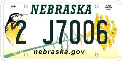 NE license plate 2J7006