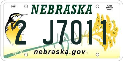 NE license plate 2J7011