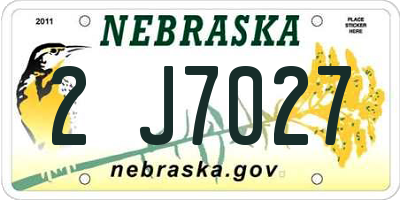 NE license plate 2J7027