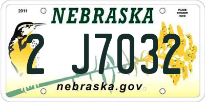 NE license plate 2J7032