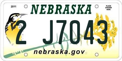 NE license plate 2J7043