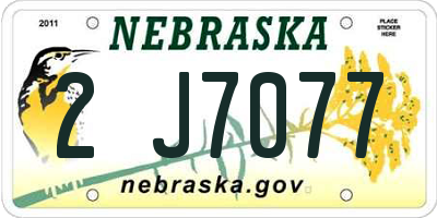 NE license plate 2J7077