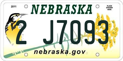 NE license plate 2J7093