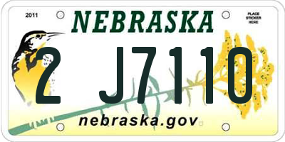 NE license plate 2J7110