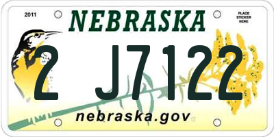 NE license plate 2J7122
