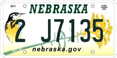 NE license plate 2J7135