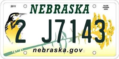 NE license plate 2J7143