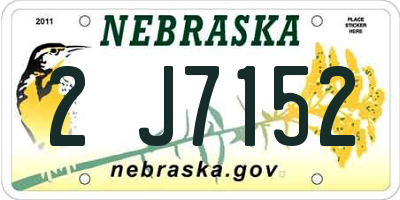 NE license plate 2J7152