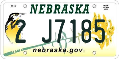 NE license plate 2J7185