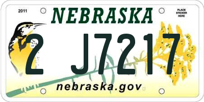 NE license plate 2J7217