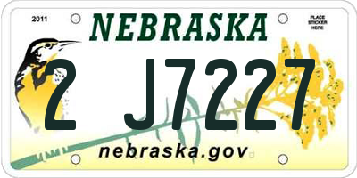 NE license plate 2J7227