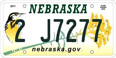 NE license plate 2J7277