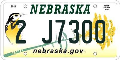 NE license plate 2J7300